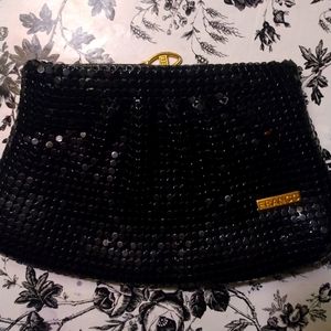 1990s black sequin clutch